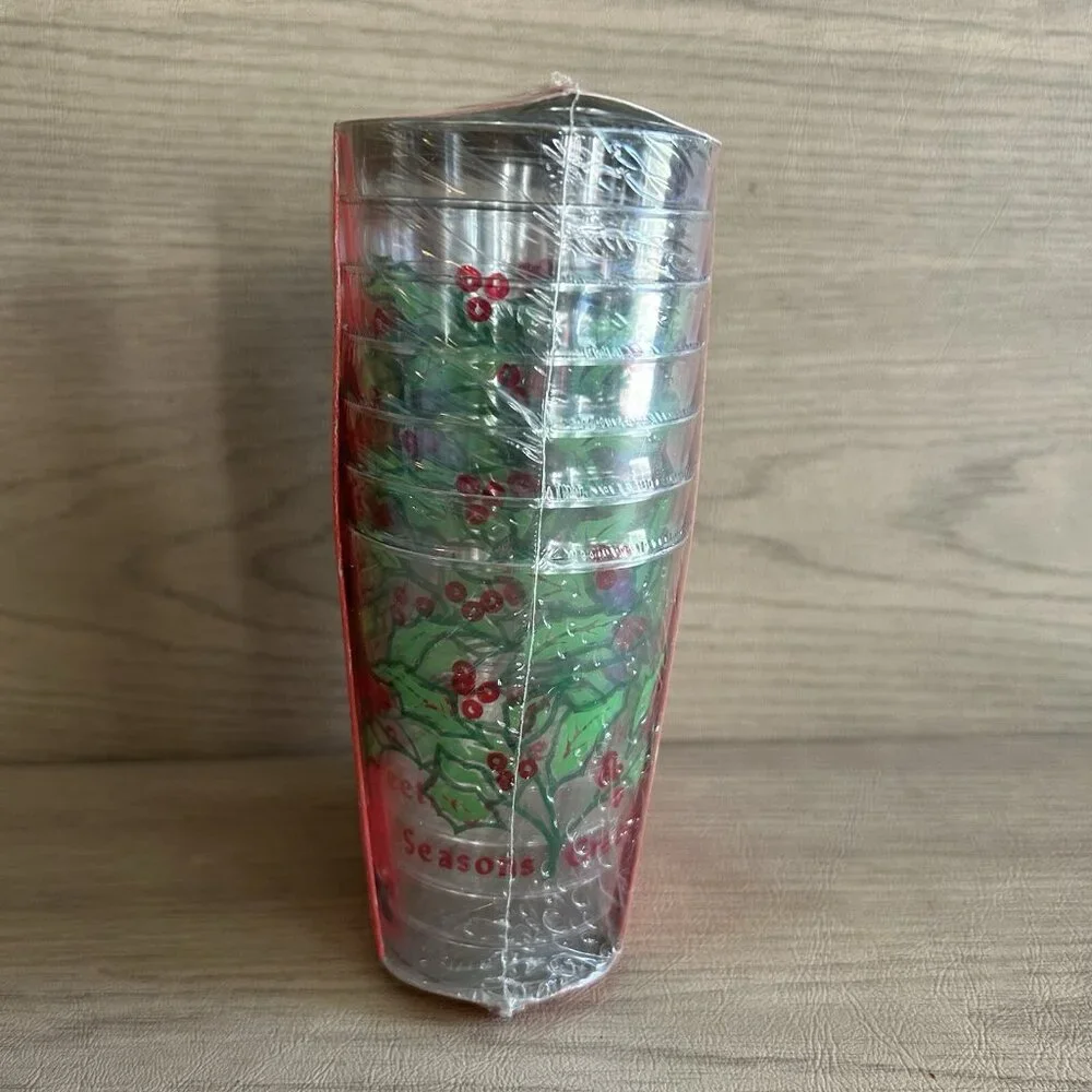 Unopened NOS Vtg 1976 Jetware 14 Holiday Tumblers Crystal Plastic 10 oz Mobile